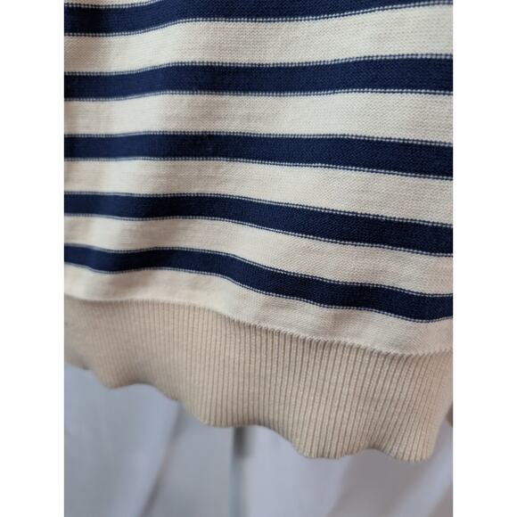 NEW Truth by Republic Sweater Ivory Blue Stripes Women's Size Medium Preppy NWT - Picture 6 of 16